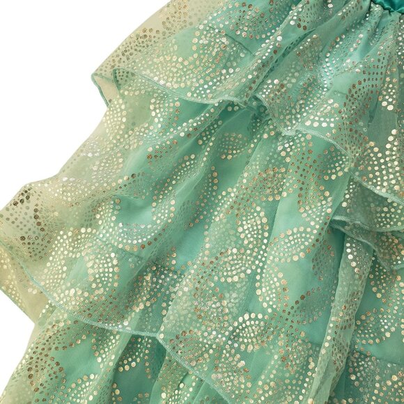 Disney Ariel Little Mermaid Party Dress Girls 4 Tiered Glittery Teal Costume - Picture 6 of 10